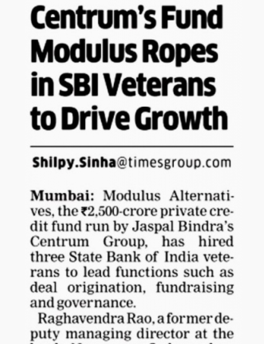 Centrum’s fund modulus ropes in SBI veterans to drive growth