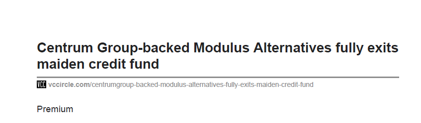 Modulus Alternatives fully exits the maiden private credit Fund – CCOF